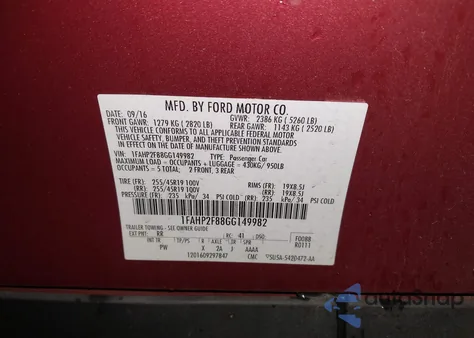 2016 Ford Taurus Limited z USA, uszkodzony, nr VIN 1FAHP2F88GG149982